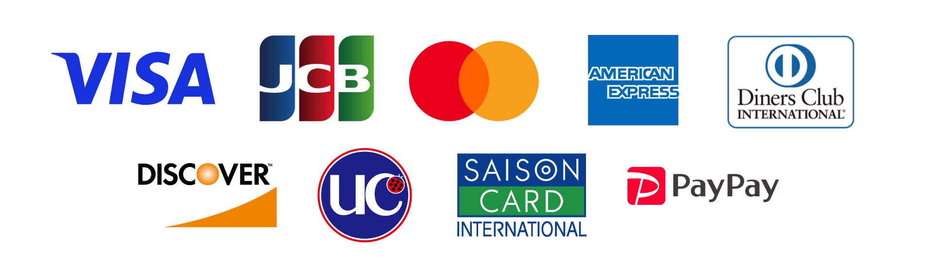 各種クレジットカードのご利用も可能です